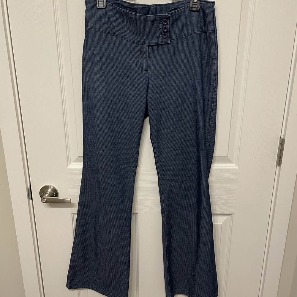 Ing pin stripe with flare leg jeans